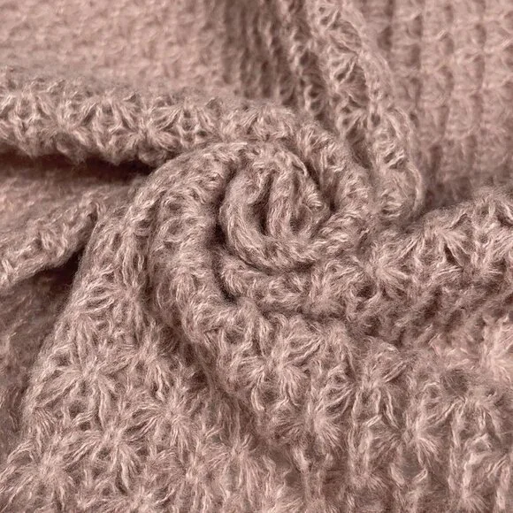 Khaki Casual Women's Dropped Shoulder Long Sleeve Hollow Out Loose Cardigan - Picture 7 of 7